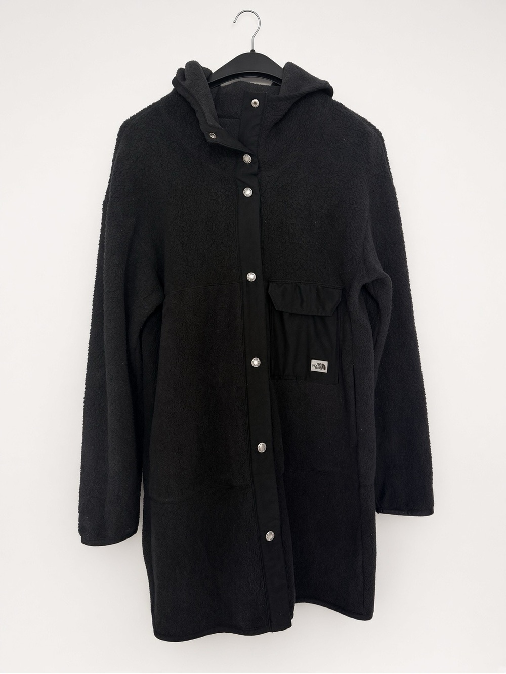 The North Face Black Hooded Teddy Sherpa Fleece & Canvas Jacket size small EUC